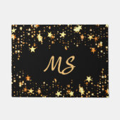 黒金ゴールド星モノグラムエレガント ドアマット (正面)