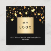 黒金ゴールド星ロゴQRコード スクエア名刺 (正面)