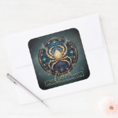 黒金ゴールド星占いカニ星印がん スクエアシール (封筒)