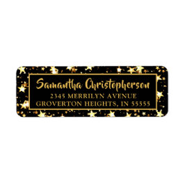 黒金ゴールド星手書きブラシスクリプト ラベル