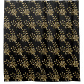 黒金ゴールド春テーマフローラルパターン シャワーカーテン (正面)