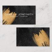 黒金ゴールド水彩ブラシストローク 名刺 (正面/裏面)