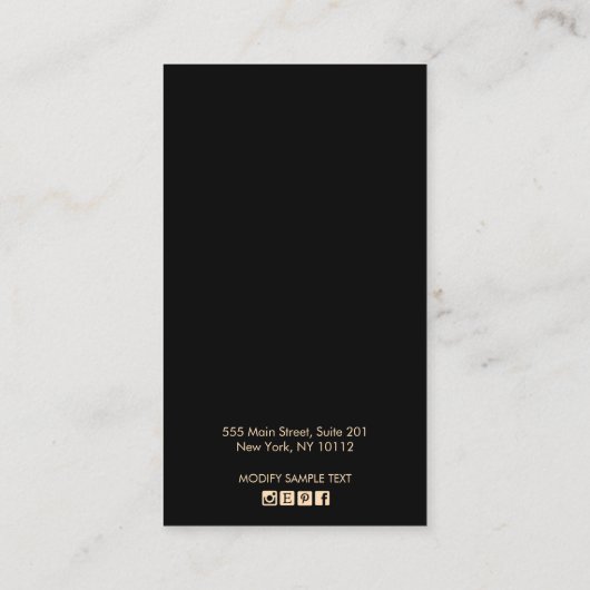 黒金ゴールド水彩抽象芸術イヤリングディスプレイ 名刺 (裏面)