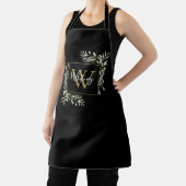 黒金ゴールド水彩緑葉草Apr エプロン (インサイチュ)