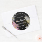 黒金ゴールド水槽色花輪ラベル ラウンドシール (封筒)