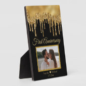 黒金ゴールド滴下グリッター1周年 フォトプラーク (側面)