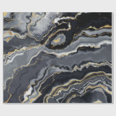 黒金ゴールド炭水玉大理石ルックグラムパーティー ラッピングペーパー (フラット)