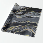 黒金ゴールド炭水玉大理石ルックグラムパーティー ラッピングペーパー (アンロールド)