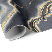 黒金ゴールド炭水玉大理石ルックグラムパーティー ラッピングペーパー (ロールコーナー)