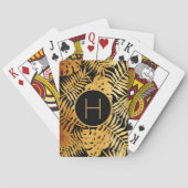 黒金ゴールド熱帯ヤシの木離れのモノグラム トランプ (裏面)