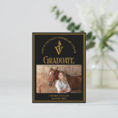 黒金ゴールド獣医学校の写真卒業 案内ポストカード (スタンド正面)