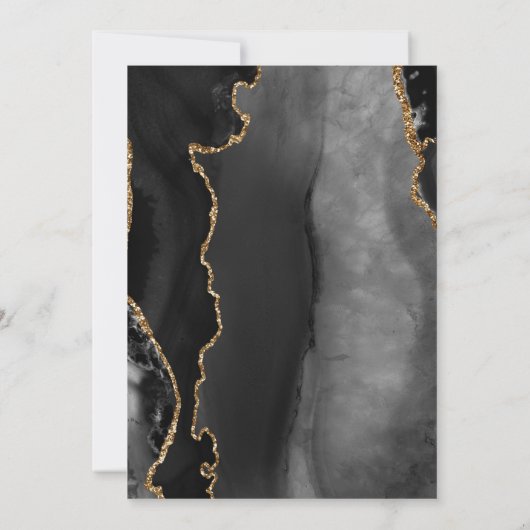 黒金ゴールド瑪瑙石板スクリプト60誕生日 招待状 (裏面)