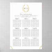 黒金ゴールド白い楕円形リース結婚の座席表 ポスター (正面)