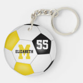 黒金ゴールド白チームカラーサッカーバッグラベル キーホルダー (裏面)