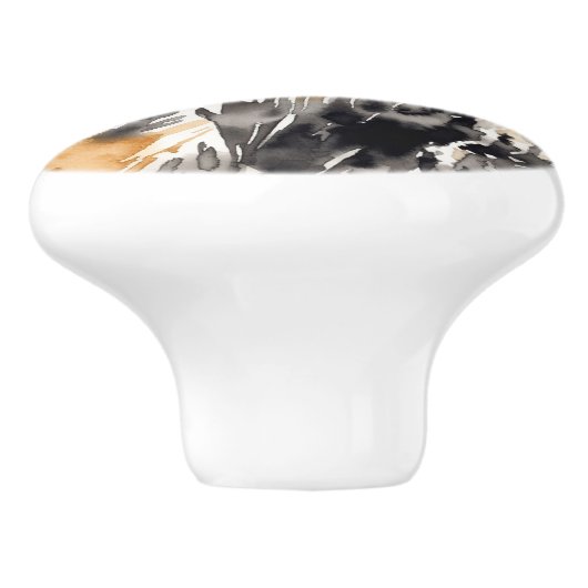 黒金ゴールド白ヒョウ動物 セラミックノブ (側面)