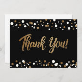 黒金ゴールド白紙吹雪卒業 サンキューカード (正面/裏面)