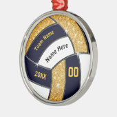 黒金ゴールド白、バレーボールオーナメントの個人用設定 メタルオーナメント (左)