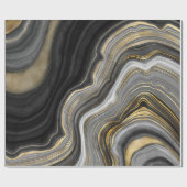 黒金ゴールド石大理石ルックエレガントパーティー ラッピングペーパー (フラット)