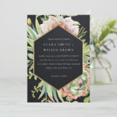 黒金ゴールド砂漠多肉質のサボテン結婚葉 招待状 (スタンド正面)