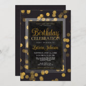 黒金ゴールド紙吹雪誕生祝いパーティー セーブザデート (正面/裏面)