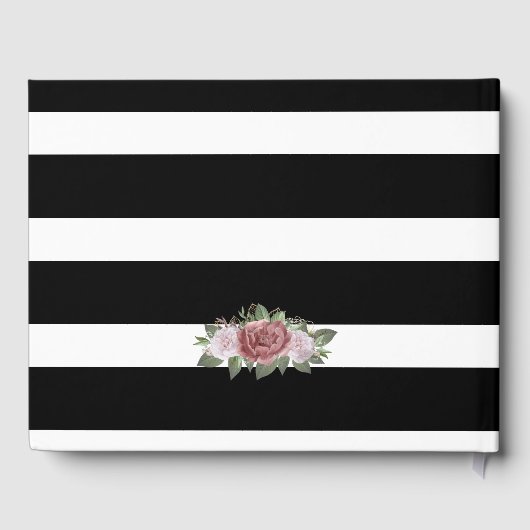 黒金ゴールド紙吹雪赤面フローラブライダルシャワー ゲストブック (裏面)