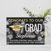 黒金ゴールド紙吹雪《写真》ぼけ味バブル卒業 招待状 (スタンド正面)