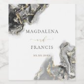 黒金ゴールド結婚大理石ワインラベル ワインラベル (シングルラベル)