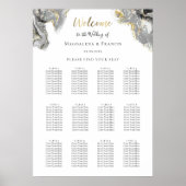 黒金ゴールド結婚流動大理石の座席図 ポスター (正面)