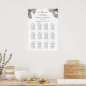 黒金ゴールド結婚流動大理石の座席図 ポスター (キッチン)