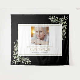 黒金ゴールド緑色写真葬祭慰霊祭 タペストリー