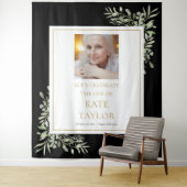 黒金ゴールド緑色写真葬祭慰霊祭 タペストリー (インサイチュ)