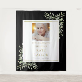 黒金ゴールド緑色写真葬祭慰霊祭 タペストリー