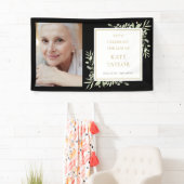 黒金ゴールド緑色写真葬祭慰霊祭 横断幕 (インサイチュ)