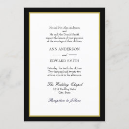 黒金ゴールド縁ど両親結婚式招待状 招待状