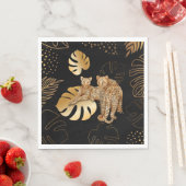 黒金ゴールド葉ヒョウ スタンダードランチョンナプキン (インサイチュ)