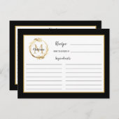 黒金ゴールド葉植物単図レシピカード ポストカード (正面/裏面)