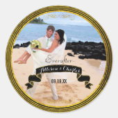 黒金ゴールド薄ストライプい複数結婚の写真 ラウンドシール (正面)