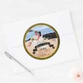 黒金ゴールド薄ストライプい複数結婚の写真 ラウンドシール (封筒)