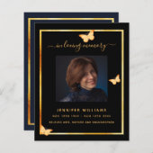 黒金ゴールド蝶の写真葬儀プログラム (正面/裏面)