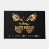 黒金ゴールド蝶の姓 ドアマット (正面)