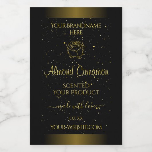 黒金ゴールド製品ラベルグリッター散布フローラ フードラベル (シングルラベル)