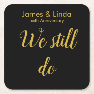 黒金ゴールド記念日の誓い更新我々はまだ行う スクエアペーパーコースター