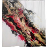 黒金ゴールド赤負の宇宙抽象芸術 シャワーカーテン (正面)