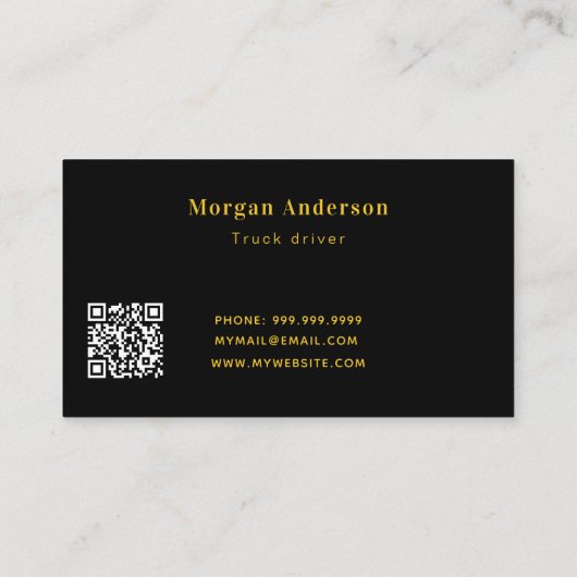 黒金ゴールド輸送業者サービスQRコード 名刺 (裏面)
