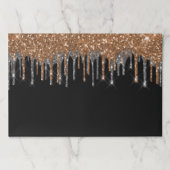 黒金ゴールド銀グリッターパーティー紙ランチョンマット ペーパーパッド (正面)