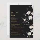 黒金ゴールド陳腐なフローラ結婚すべて 招待状 (裏面)