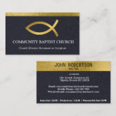 黒金ゴールド魚エレガント教会の名刺 名刺 (正面/裏面)