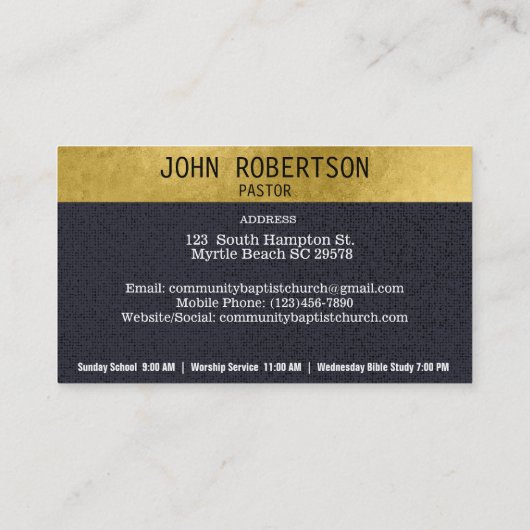 黒金ゴールド魚エレガント教会の名刺 名刺 (裏面)