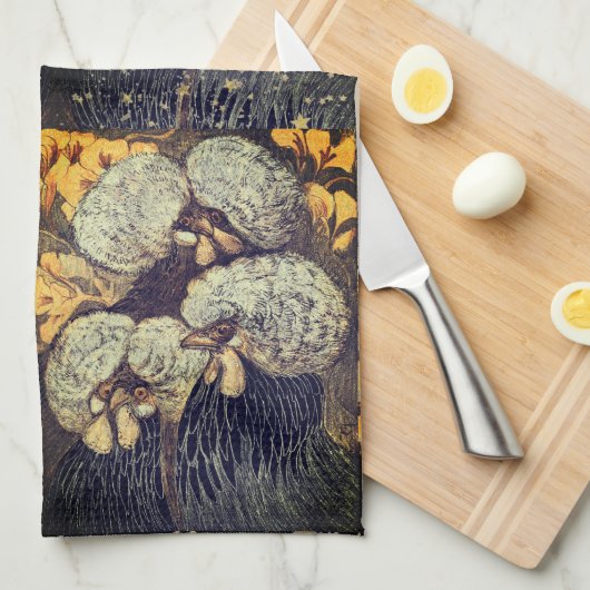 黒金ゴールド鳥パタ素朴ーンキッチンタオル キッチンタオル (四つ折り)