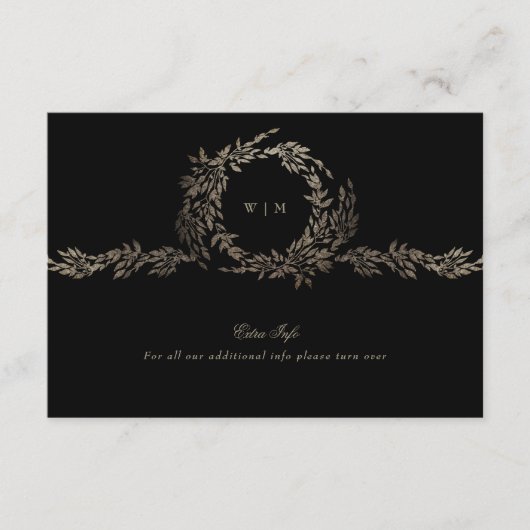 黒金ゴールド黒檀モノグラムリース詳細結婚ズ エンクロージャーカード (正面)